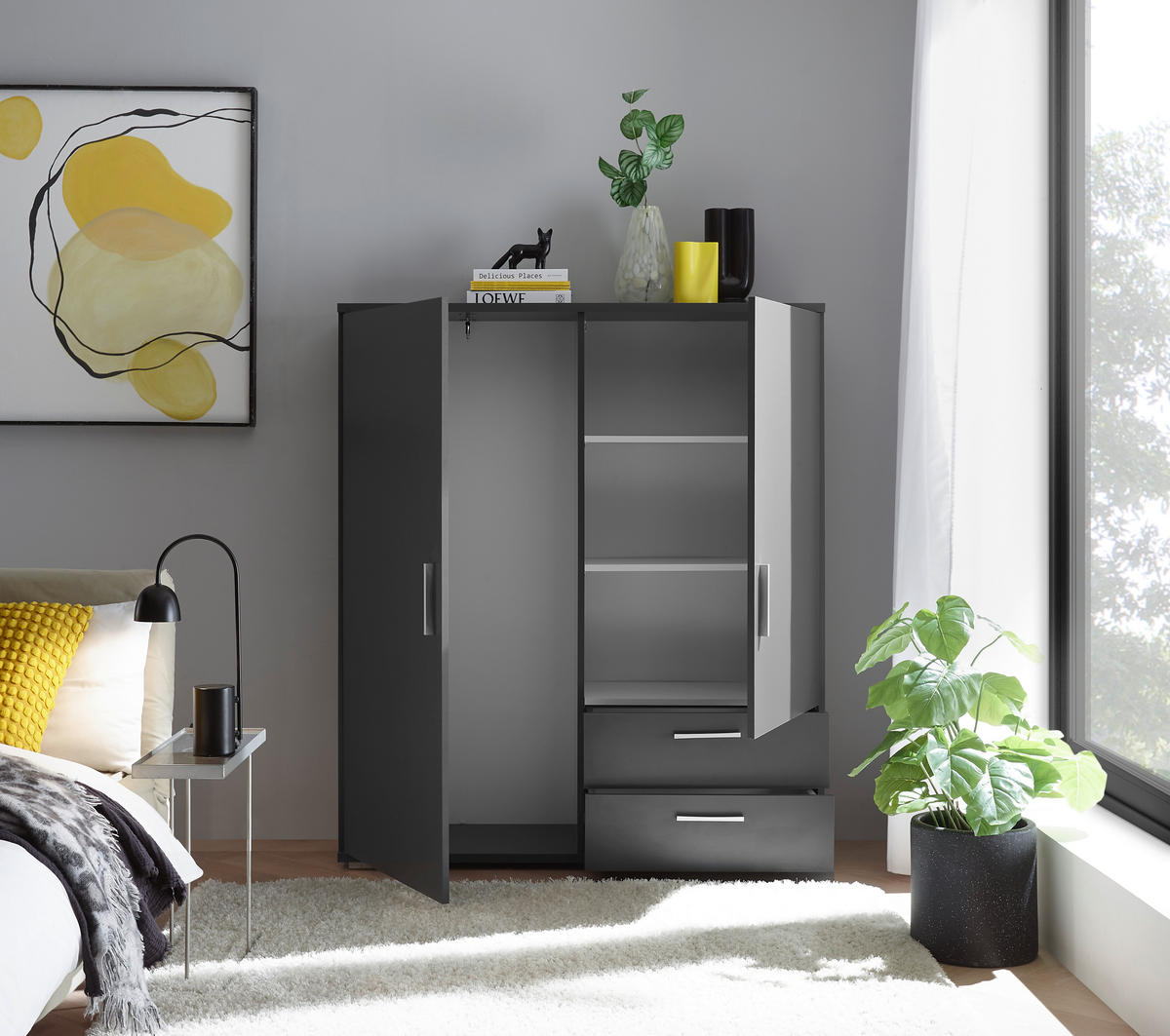 Kombikommode Adeline Graphit B/H/T: ca. 120x140x38 cm Adeline - Graphit (120,00/140,00/38,00cm)
