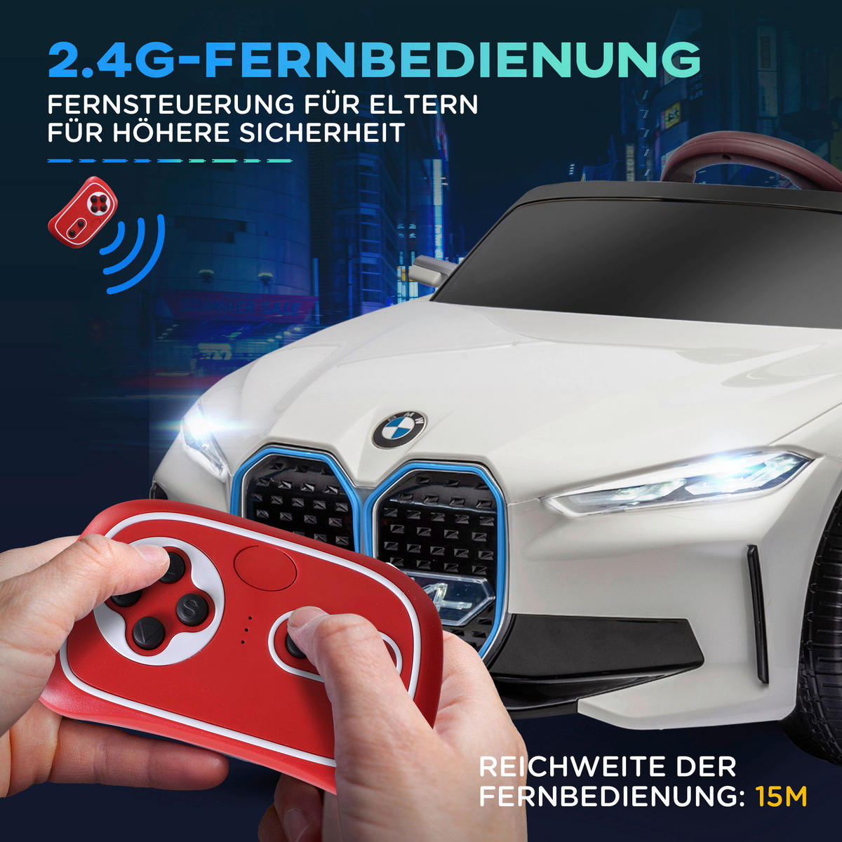 HOMCOM Kinderauto weiß B/H/L: ca. 67x115x45 cm Kinderfahrzeug - weiß (45,00/67,00/115,00cm) - HOMCOM