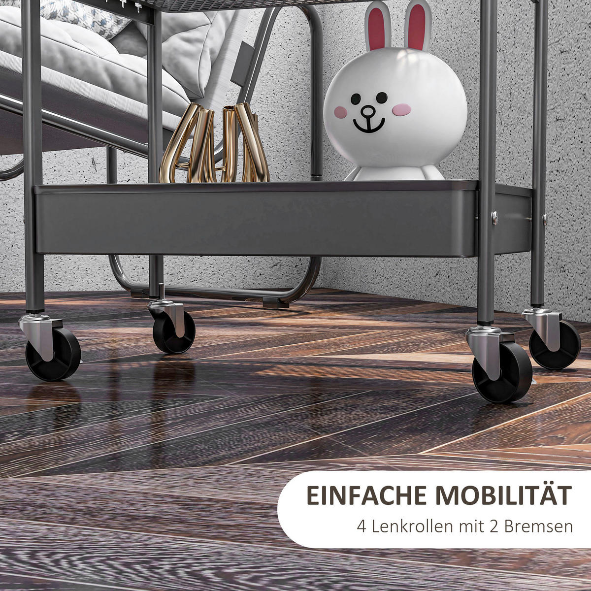 HOMCOM Küchenwagen dunkelgrau Polypropylen B/H/L: ca. 30,5x53,5x75 cm Küchenwagen - dunkelgrau (75,00/30,50/53,50cm) - HOMCOM