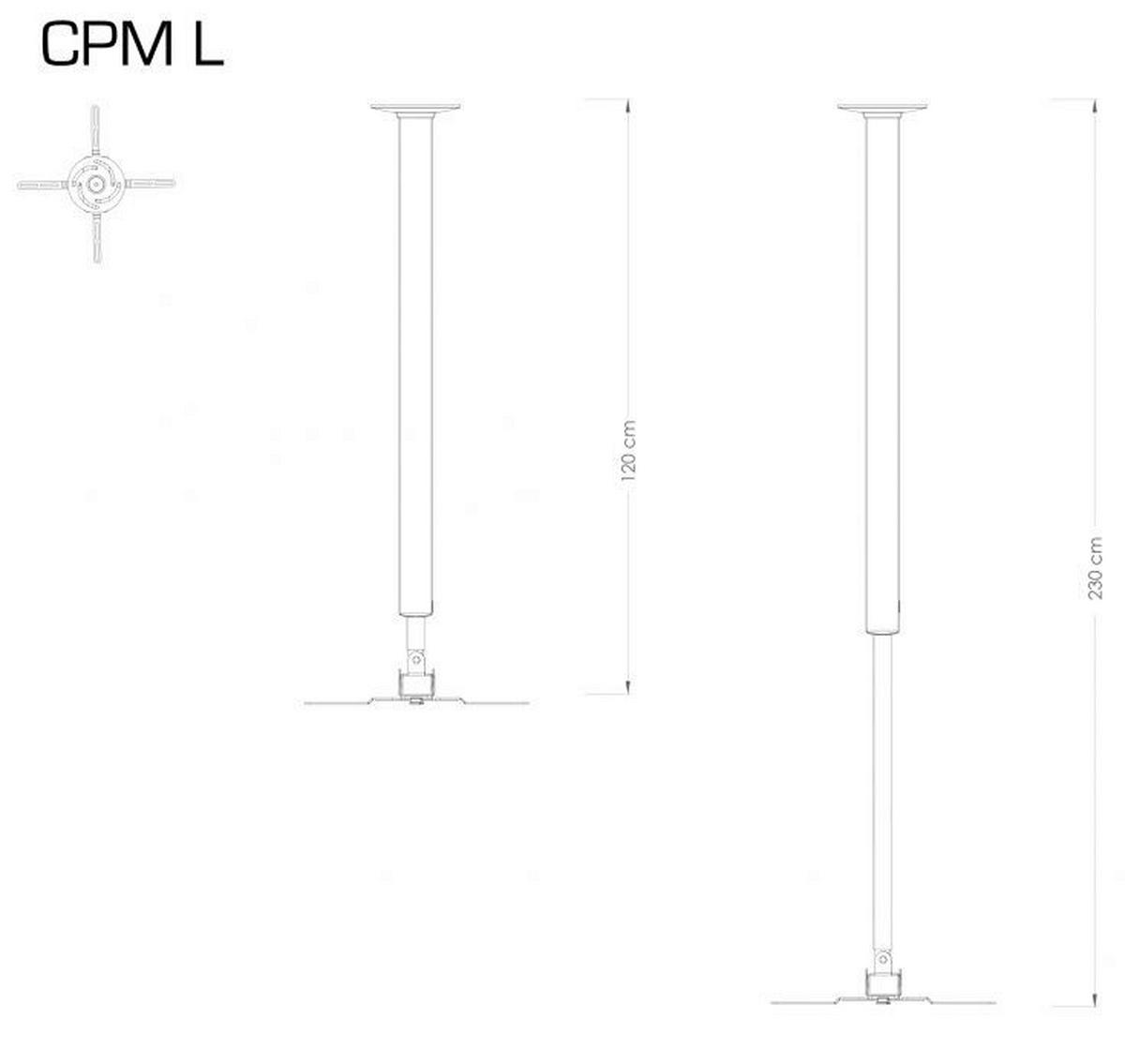 VCM Deckenhalterung Deckenhalterung silber Alu Deckenhalterung CPM - Alu/silber (62,00/19,00cm) - VCM
