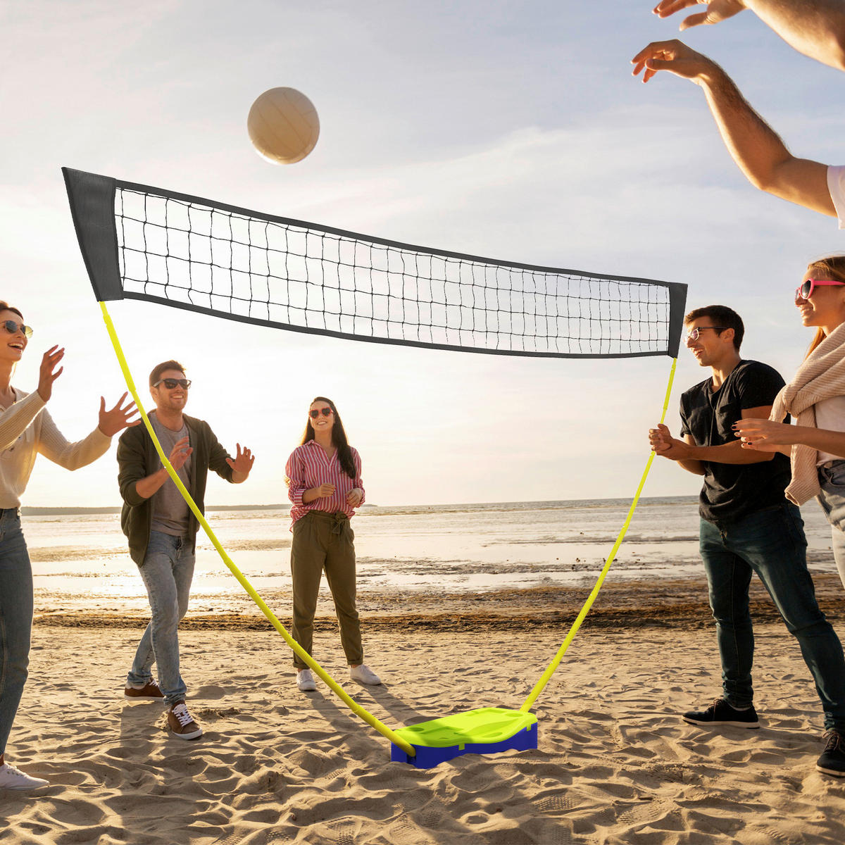 SPORTNOW Badminton-Set grün Kunststoff B/H/L: ca. 22,4x155x400 cm Badminton-Set - blau/grün (400,00/22,40/155,00cm) - SPORTNOW