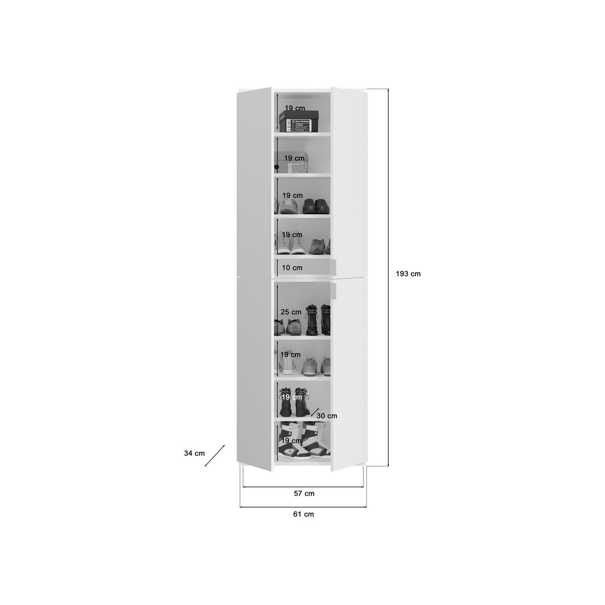 Garderobe PROJEKT Eiche Artisan Nachbildung weiß Hochglanz Spiegel B/H/T: ca. 213x193x34 cm PROJEKT - Eiche/weiß (213,00/193,00/34,00cm) - xonox.home