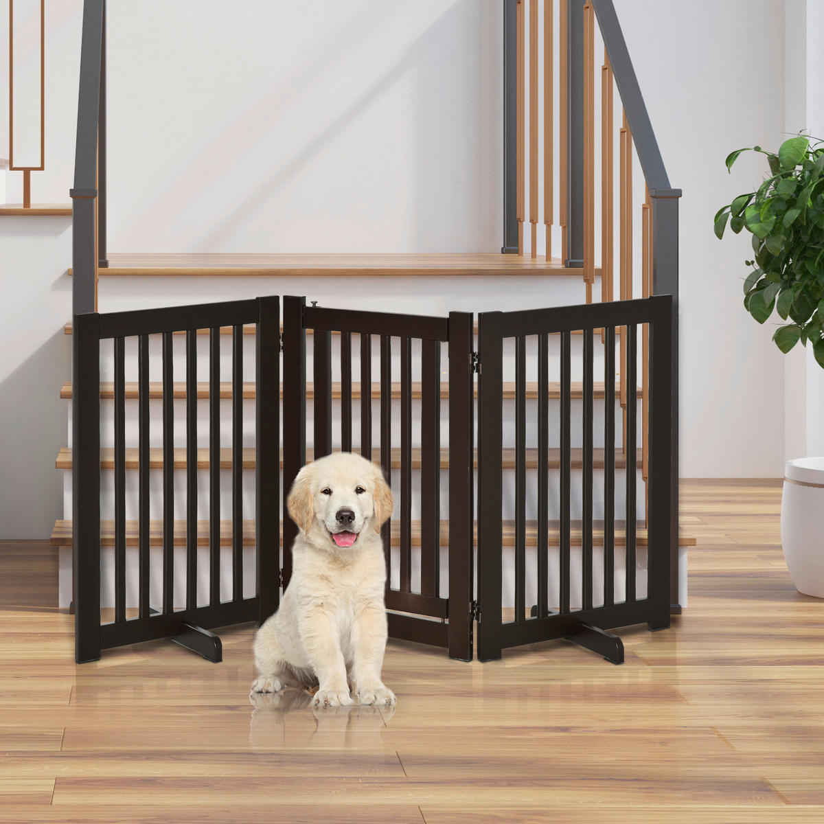 PawHut Absperrgitter dunkelbraun MDF H/L: ca. 76x1,5 cm Absperrgitter - dunkelbraun (1,50cm) - PawHut