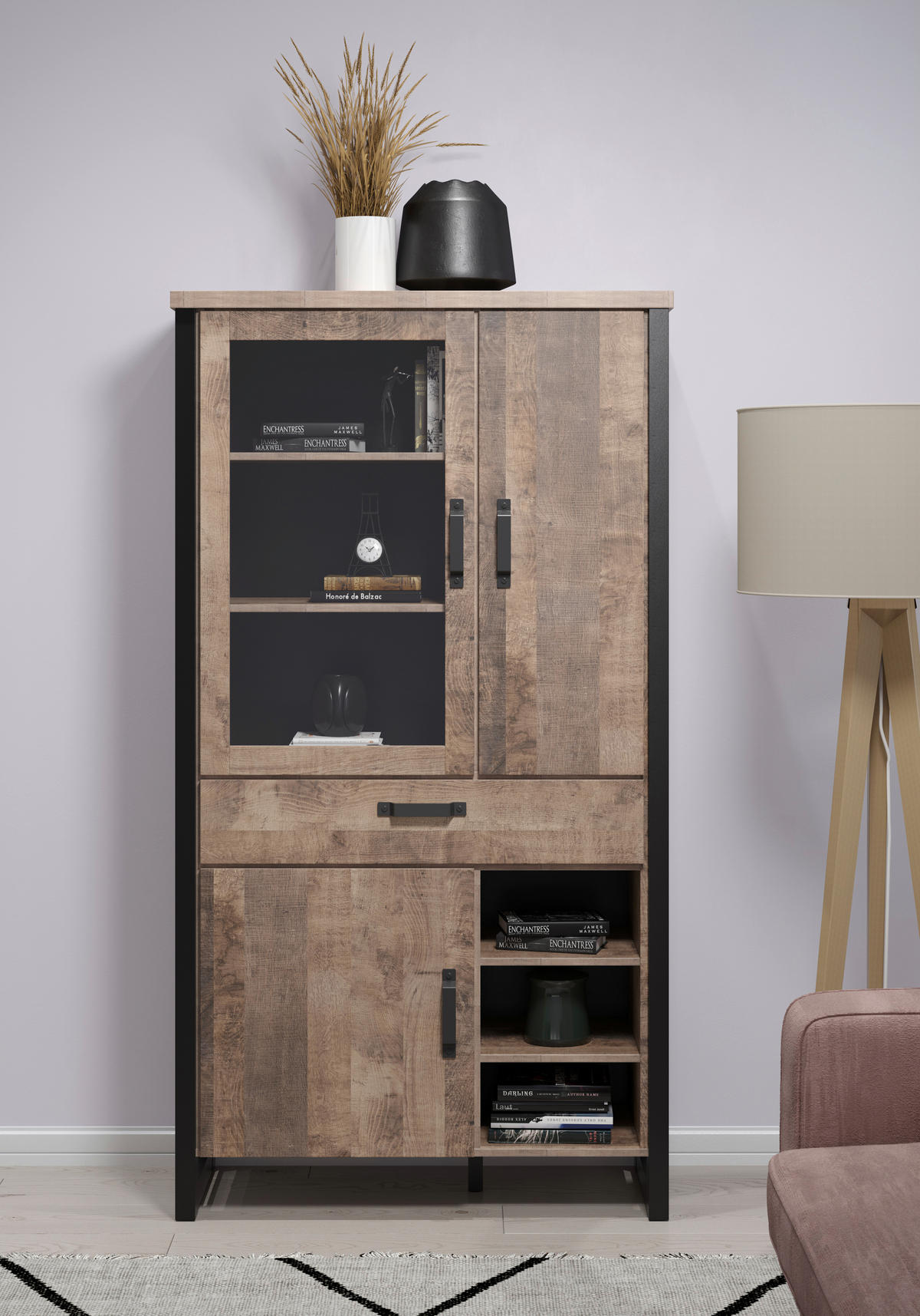 Stauraumelement Emile Eiche Tabak Nachbildung B/H/T: ca. 106x195x45 cm Emile - Eiche (106,00/195,00/45,00cm) - Trendteam