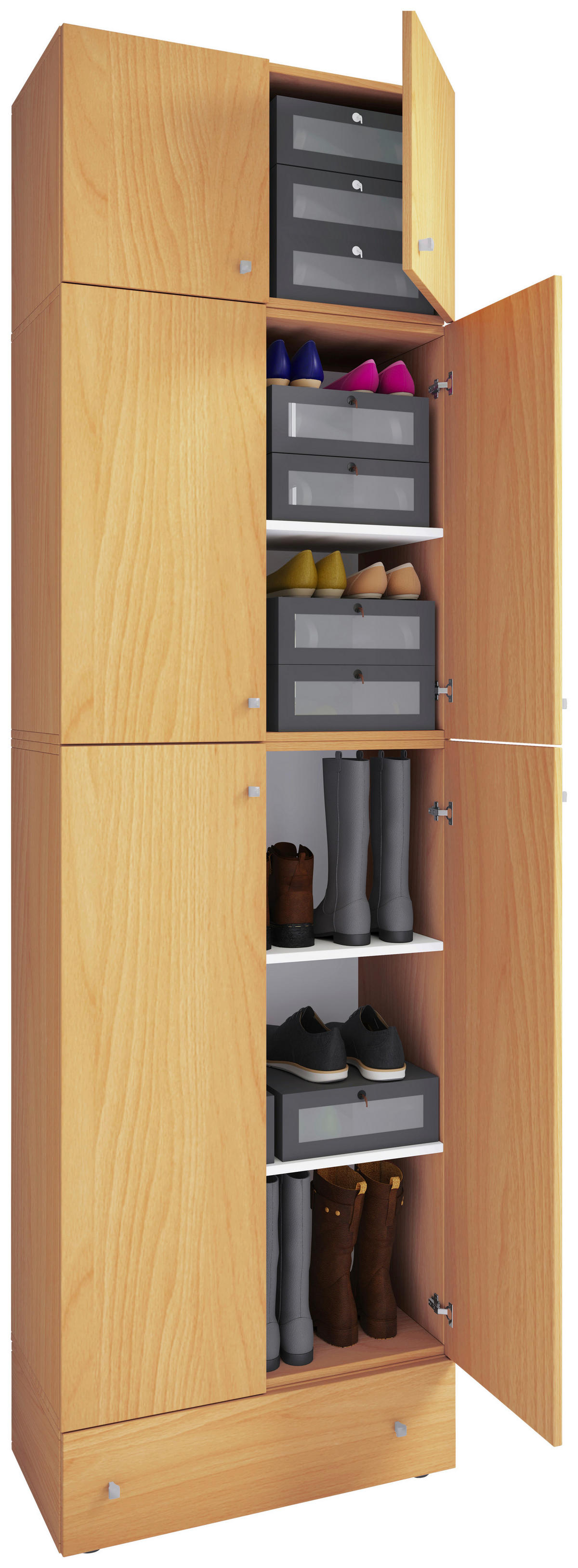 Schuhschrank Lona buche Nachbildung weiß B/H/T: ca. 70x240x39 cm Lona - weiß/buche (70,00/240,00/39,00cm) - VCM Möbel