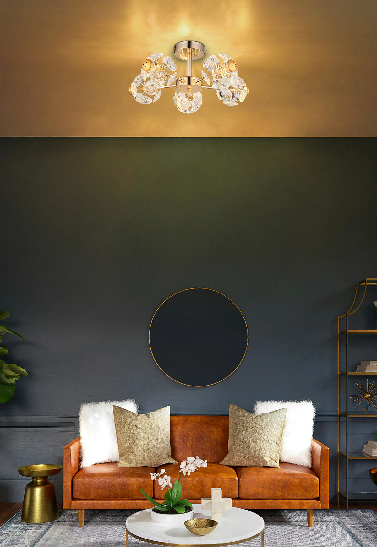 GLOBO Deckenleuchte gold klar Glas Metall H/D: ca. 22x50 cm 1 Brennstellen Floriella - gold/klar (50,00/22,00cm) - GLOBO