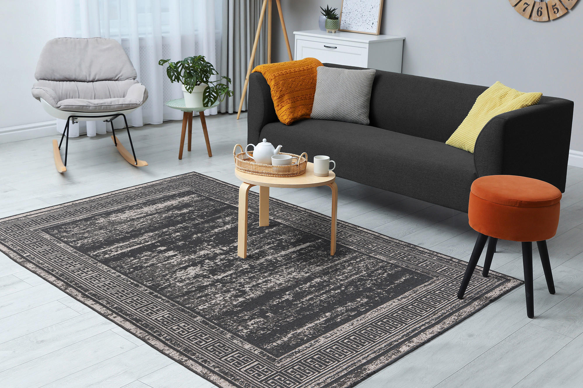 Kayoom Flachflorteppich Kalea 325 grau B/H/L: ca. 80x0,8x150 cm Kalea 325 - grau (150,00/80,00/0,80cm) - Kayoom
