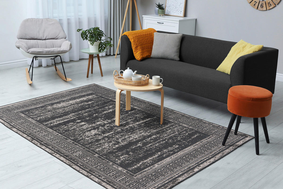 Kayoom Flachflorteppich Kalea 325 grau B/H/L: ca. 80x0,8x150 cm Kalea 325 - grau (150,00/80,00/0,80cm) - Kayoom