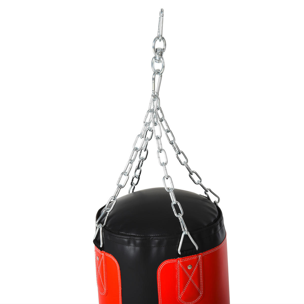 HOMCOM Boxsack mit Boxhandschuhen schwarz Stahl H/D: ca. 120x30 cm Boxsack_mit_Boxhandschuhen - rot/schwarz (30,00/120,00cm) - HOMCOM