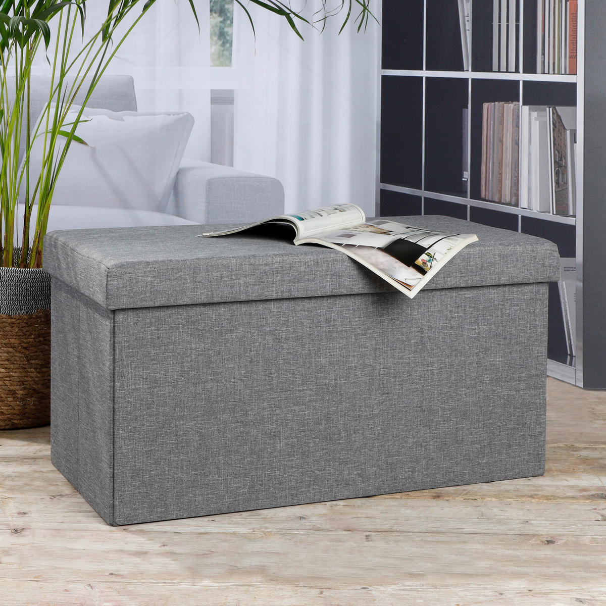 HI Sitzbank mit Aufbewahrungsfunktion grau B/H/L: ca. 38x38x76 cm Sitzbank_mit_Aufbewahrungsfunktion - grau (76,00/38,00/38,00cm) - HI