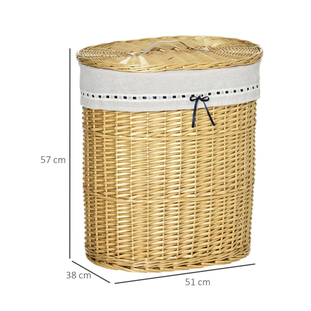 HOMCOM Wäschekorb natur Edelstahl B/H/L: ca. 38x51x57 cm Wäschekorb - natur (57,00/38,00/51,00cm) - HOMCOM