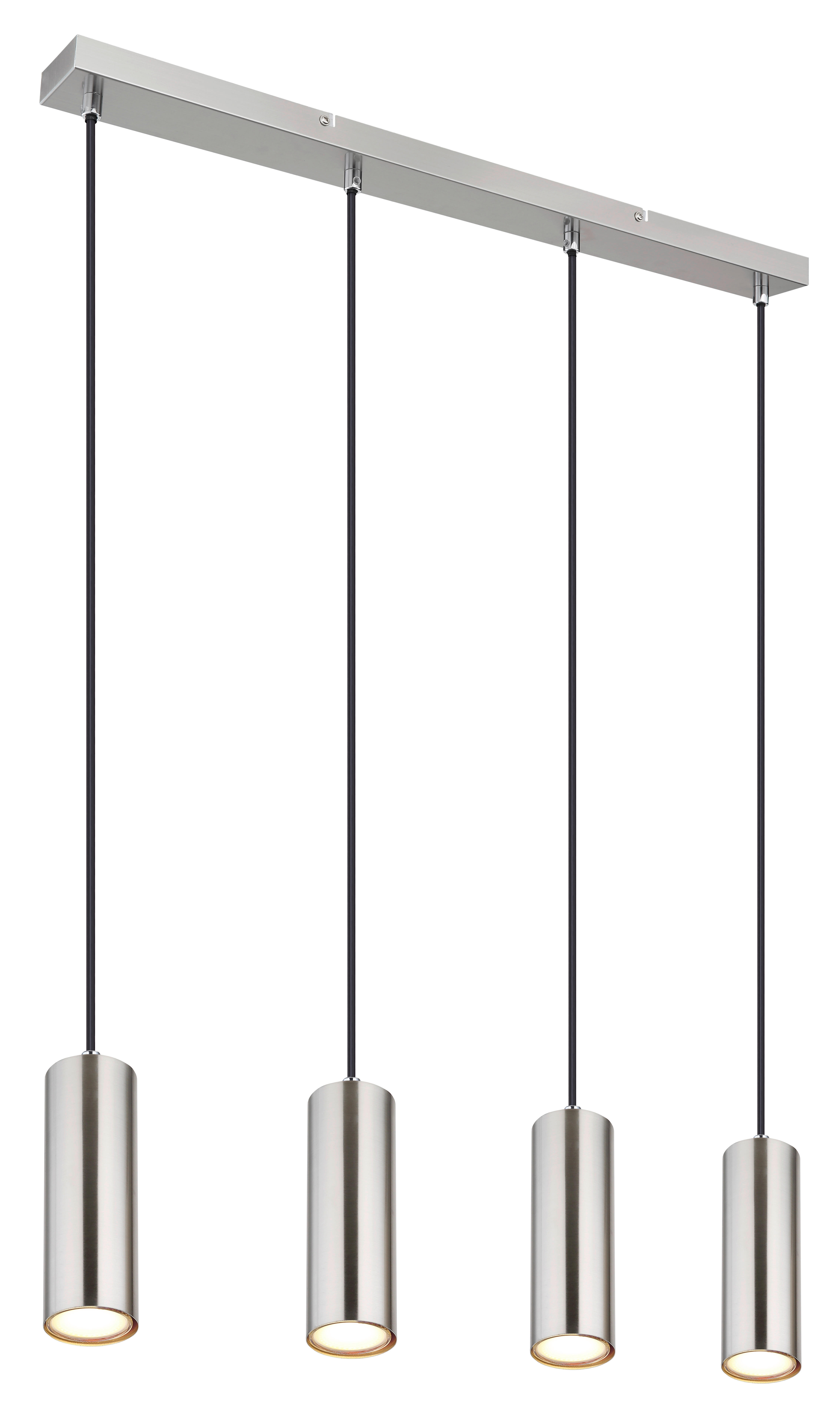 GLOBO Spot Chrom nickel matt Metall B/H/T: ca. 6x120x65 cm GU10 4 Brennstellen ROBBY - nickel matt/Chrom (6,00/120,00/65,00cm) - GLOBO
