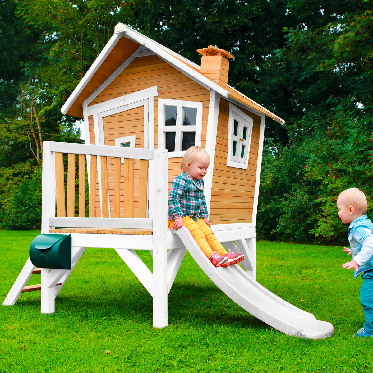 AXI Spielhaus Robin natur B/H/T: ca. 264x203x177 cm Robin - weiß/natur (264,00/203,00/177,00cm) - AXI