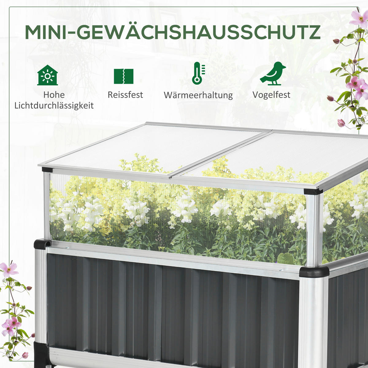 Outsunny Hochbeet Aluminium B/H/L: ca. 50x74x80 cm Hochbeet - (80,00/50,00/74,00cm) - Outsunny