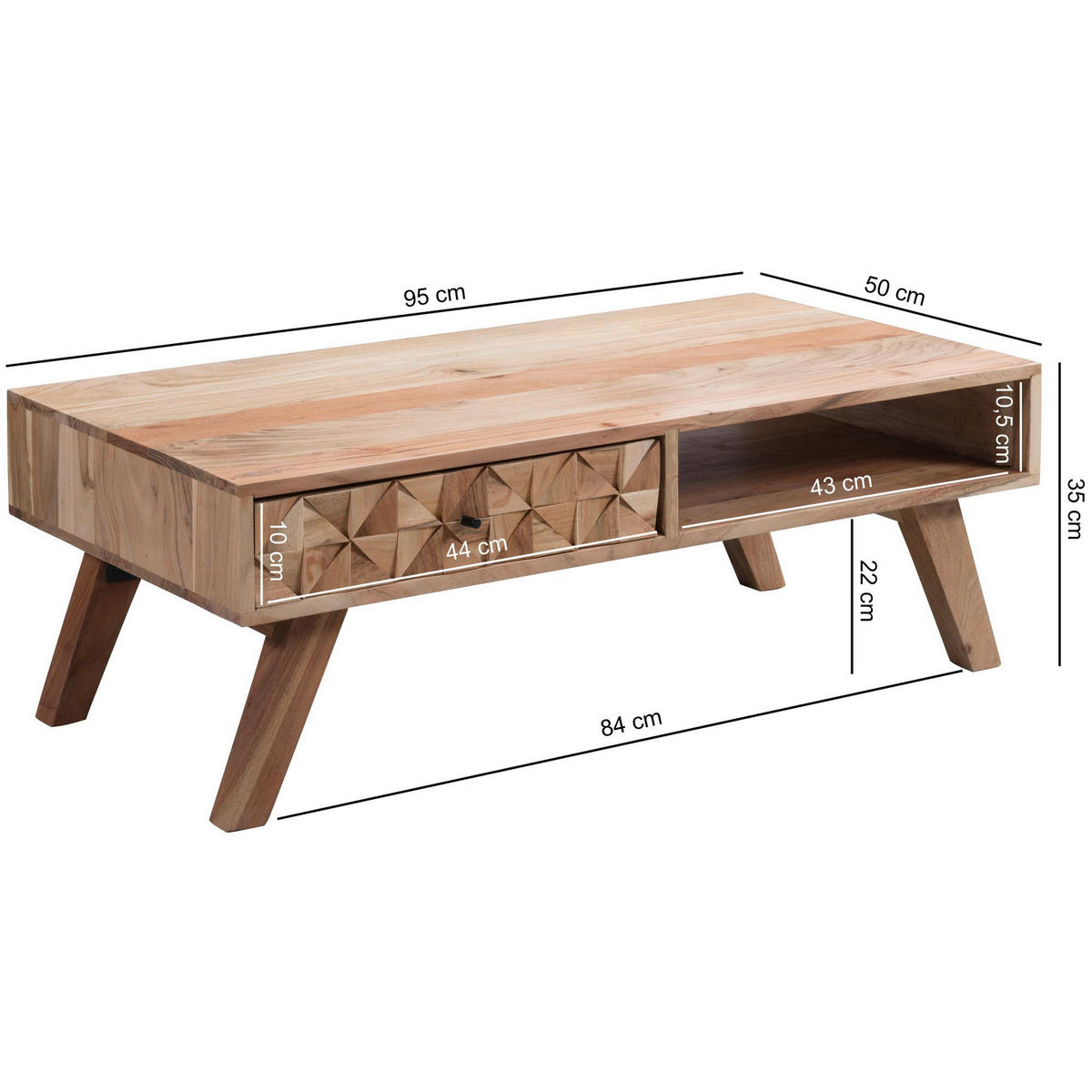 Couchtisch braun B/H/T: ca. 95x35x50 cm Couchtisch - braun (95,00/35,00/50,00cm) - Wohnling