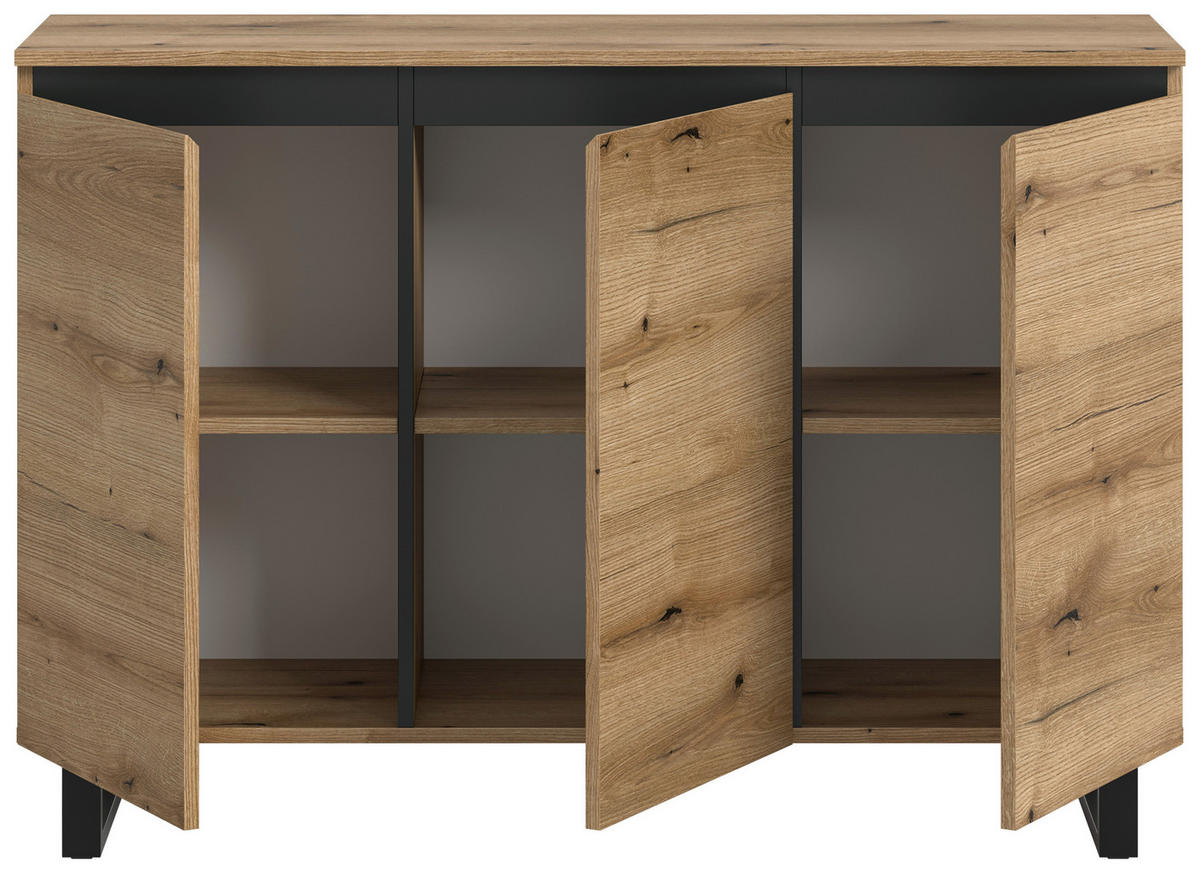 Sideboard Tomasa Evoke Oak Nachbildung schwarz B/H/T: ca. 120x84x36 cm Tomasa - schwarz (120,00/84,00/36,00cm) - xonox.home