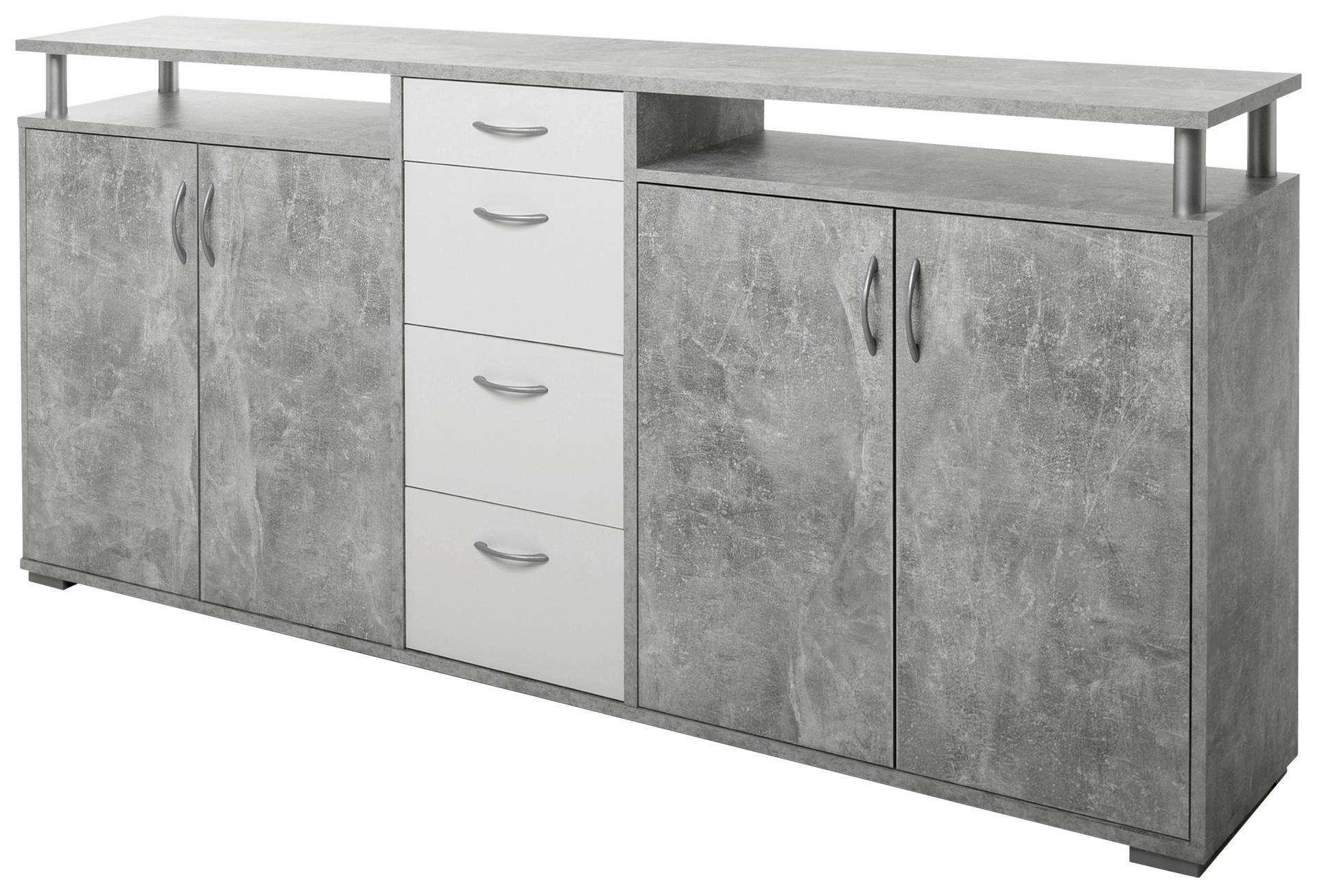 Sideboard Maximo Beton Optik weiß B/H/T: ca. 208x94x38 cm Maximo - weiß (208,00/94,00/38,00cm)