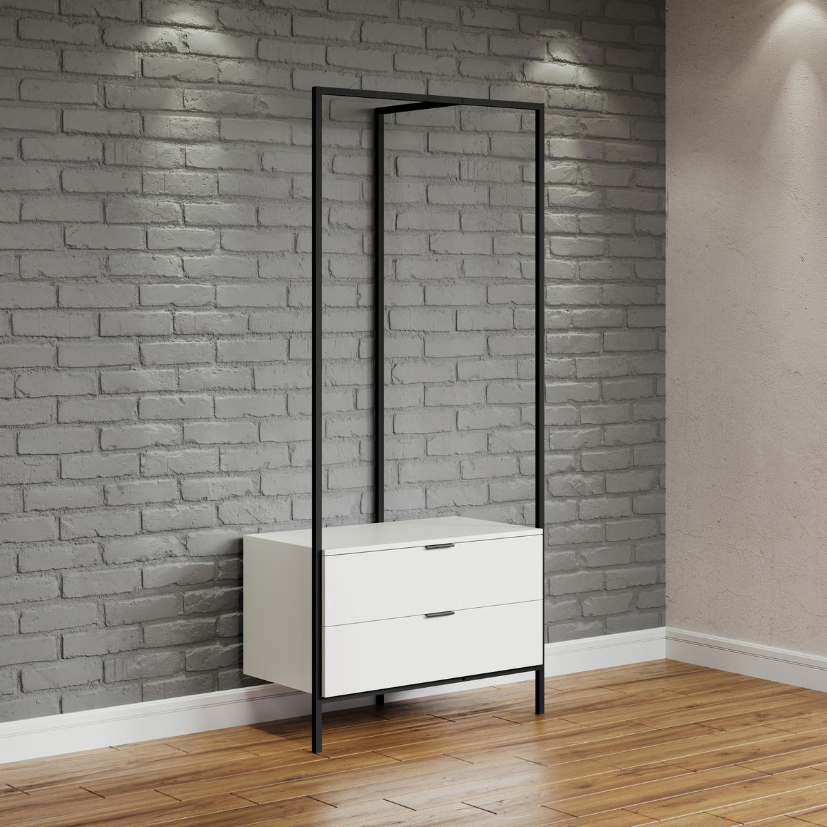 Garderobe Jody weiß matt schwarz B/H/T: ca. 85x190x47 cm Jody - weiß/schwarz (85,00/190,00/47,00cm) - Trendteam