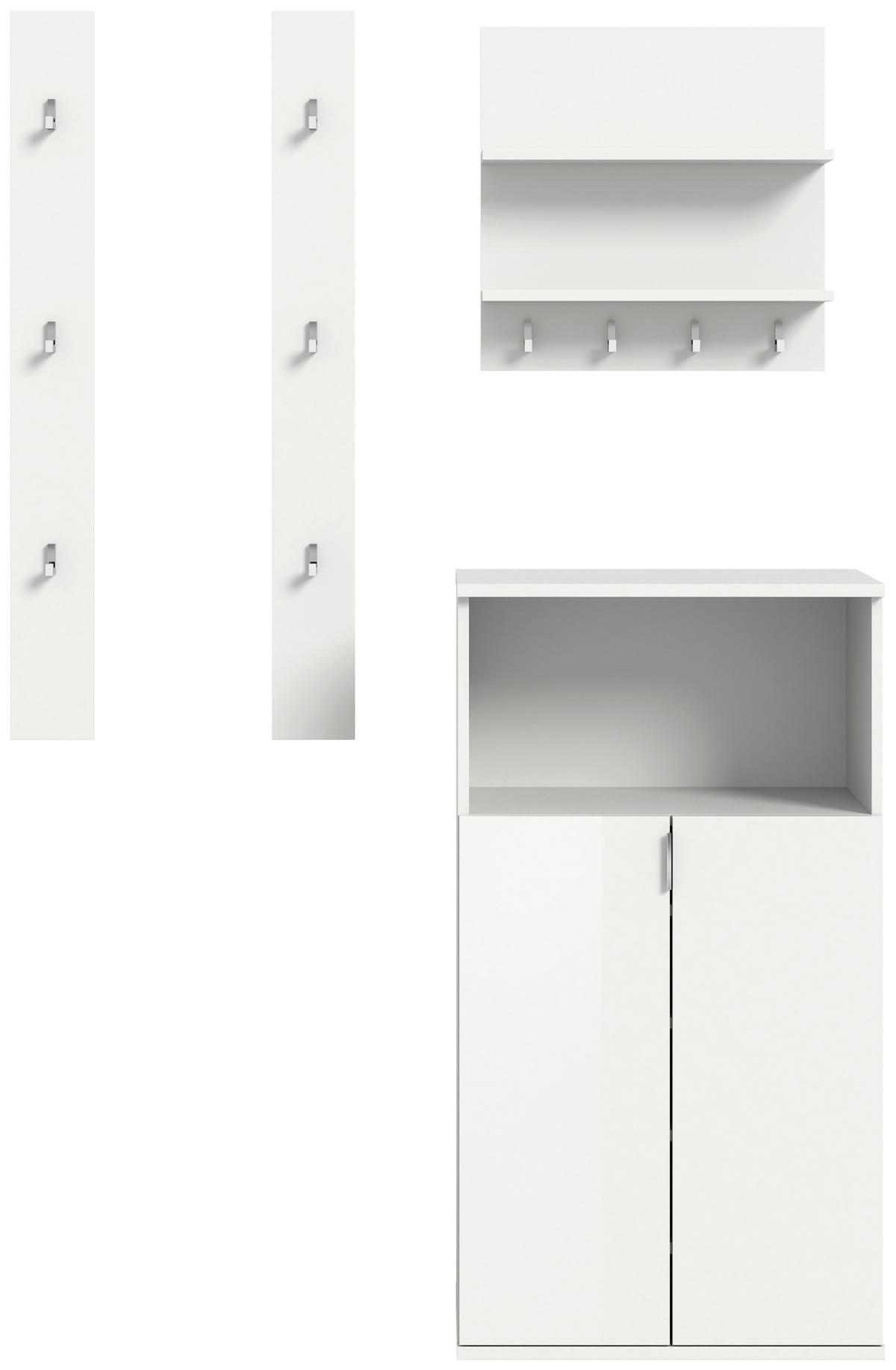 Garderobe PROJEKT X weiß weiß Hochglanz B/H/T: ca. 111x191x37 cm PROJEKT X - weiß (111,00/191,00/37,00cm) - xonox.home