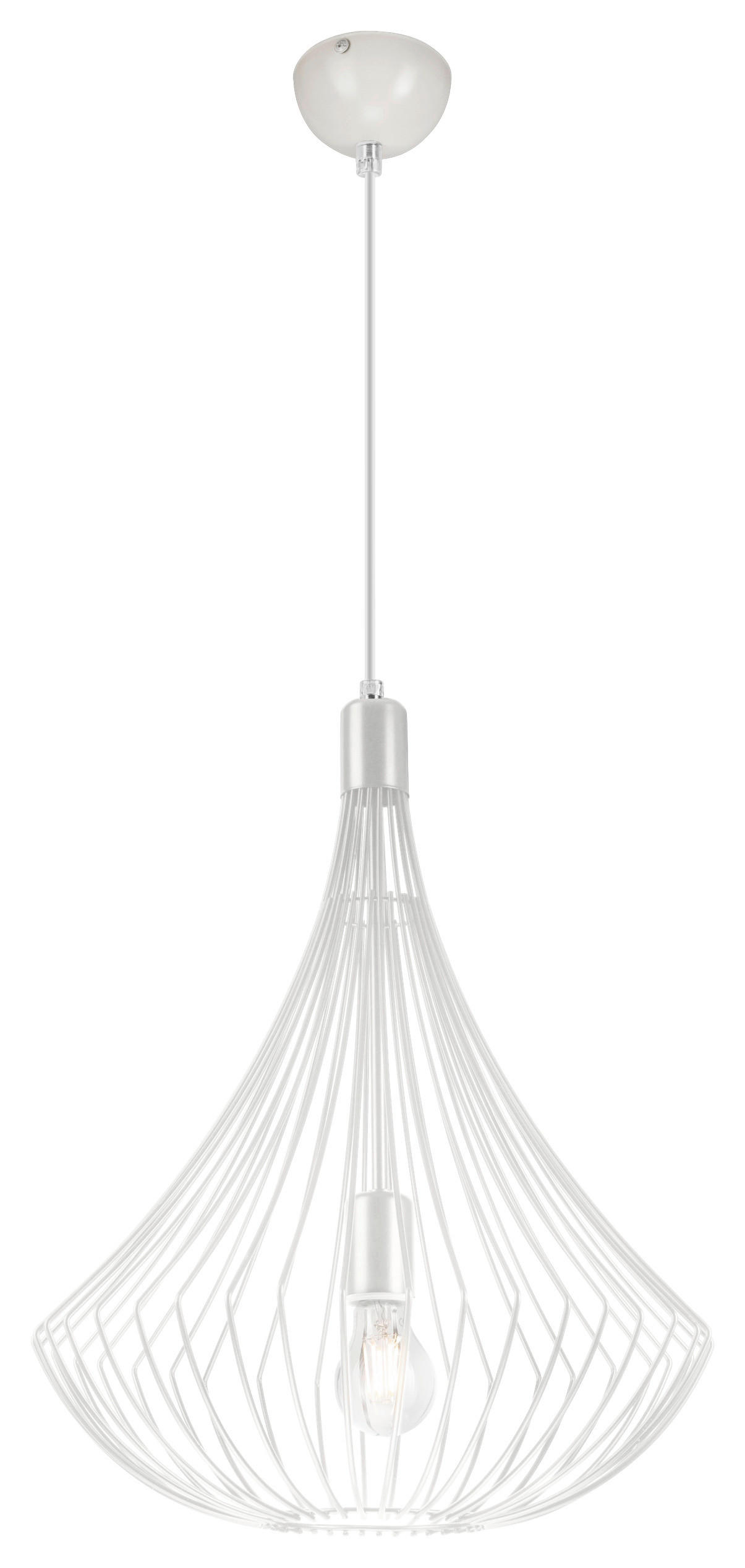 Lamkur Pendelleuchte BALERINA 29634 weiß Stahl H/L: ca. 90x38 cm E27 1 Brennstellen Balerina - weiß (38,00cm) - Lamkur