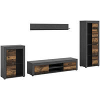 Wohnwand Jam Matera Nachbildung Old Wood Nachbildung B/H/T: ca. 169x310x35 cm Jam - (169,00/310,00/35,00cm) - xonox.home