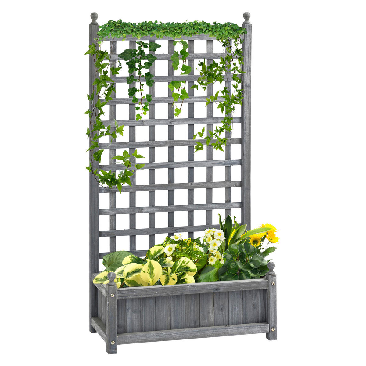 Outsunny Rankkasten im Spalierrahmen-Design hellgrau B/H/L: ca. 28x120x64 cm Rankkasten_im_Spalierrahmen-Design - hellgrau (64,00/28,00/120,00cm) - Outsunny