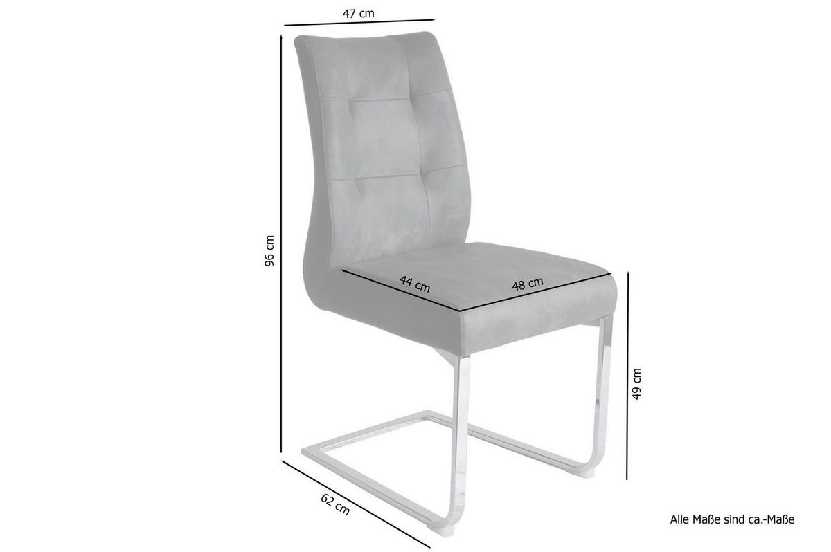 Schwingstuhl MARLEN-XXL  2er-Set anthrazit Vintage Chrom Stoff Metall B/H/T: ca. 72x96x80 cm MARLEN-XXL  2er-Set - Chrom/anthrazit (72,00/96,00/80,00cm) - byLIVING