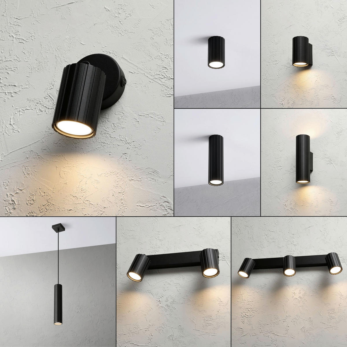 Lamkur Wandleuchte schwarz Stahl B/H/L: ca. 8x16x8 cm GU10 1 Brennstellen Prisma - schwarz (8,00/8,00/16,00cm) - Lamkur