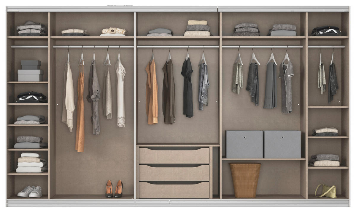 Kleiderschrank Kulmbach Alpinweiß B/H/T: ca. 360x210x62 cm Kulmbach - Alpinweiß/Alu (360,00/210,00/62,00cm)