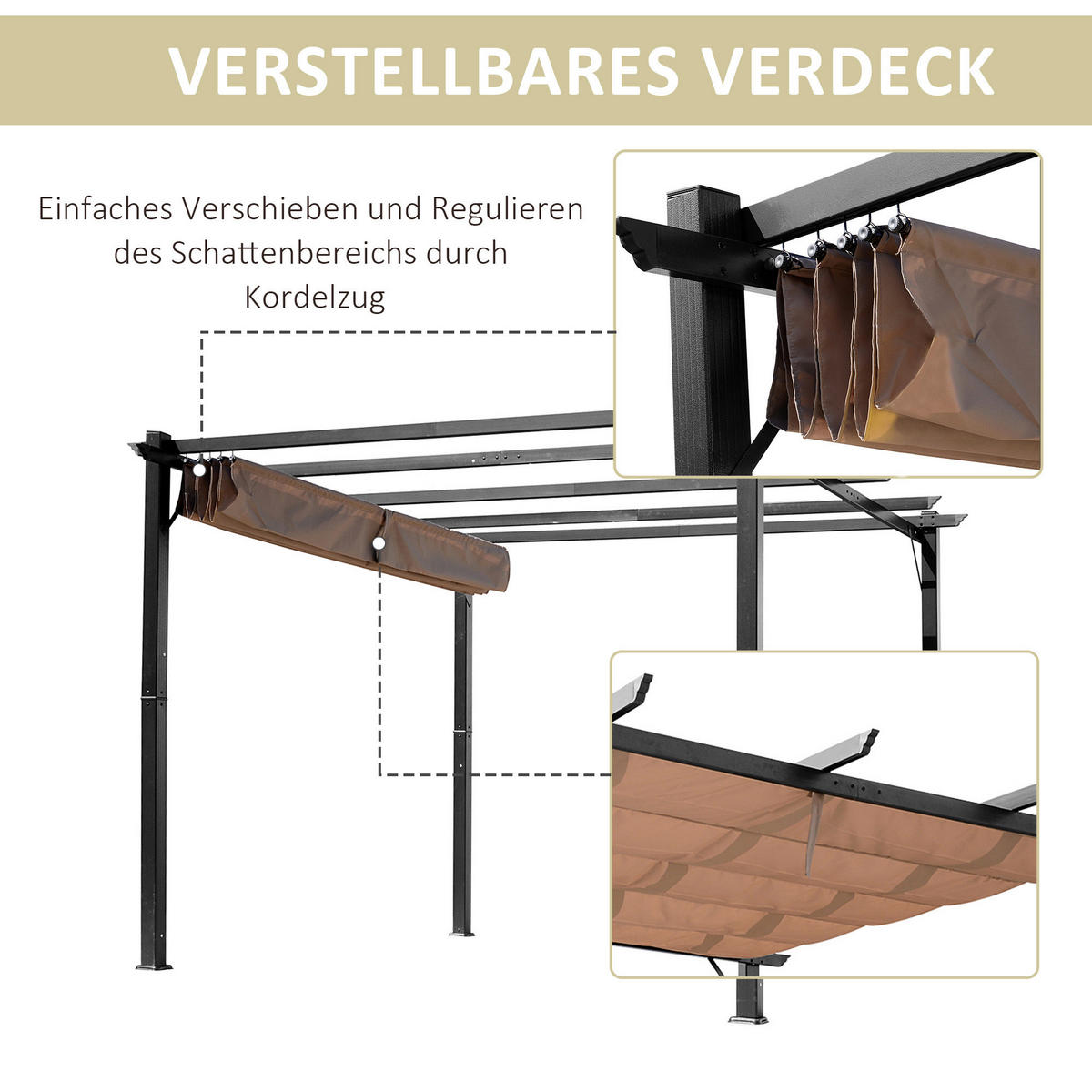 Outsunny Pergola braun Aluminium B/H/L: ca. 400x223x300 cm Pergola - braun/grau (300,00/400,00/223,00cm) - Outsunny