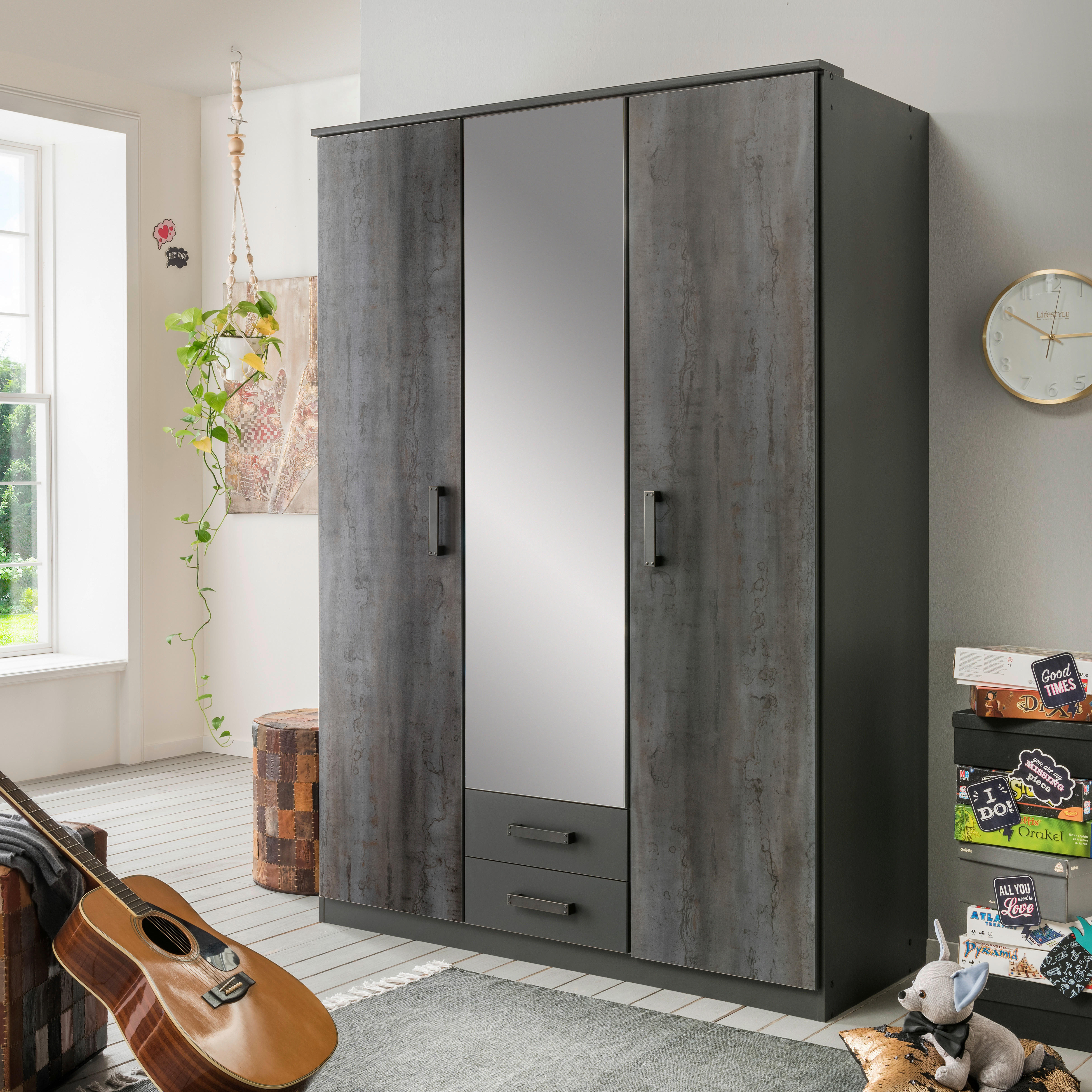 Kleiderschrank Duisburg Graphit B/H/T: ca. 135x199x58 cm Duisburg - Graphit (135,00/199,00/58,00cm)