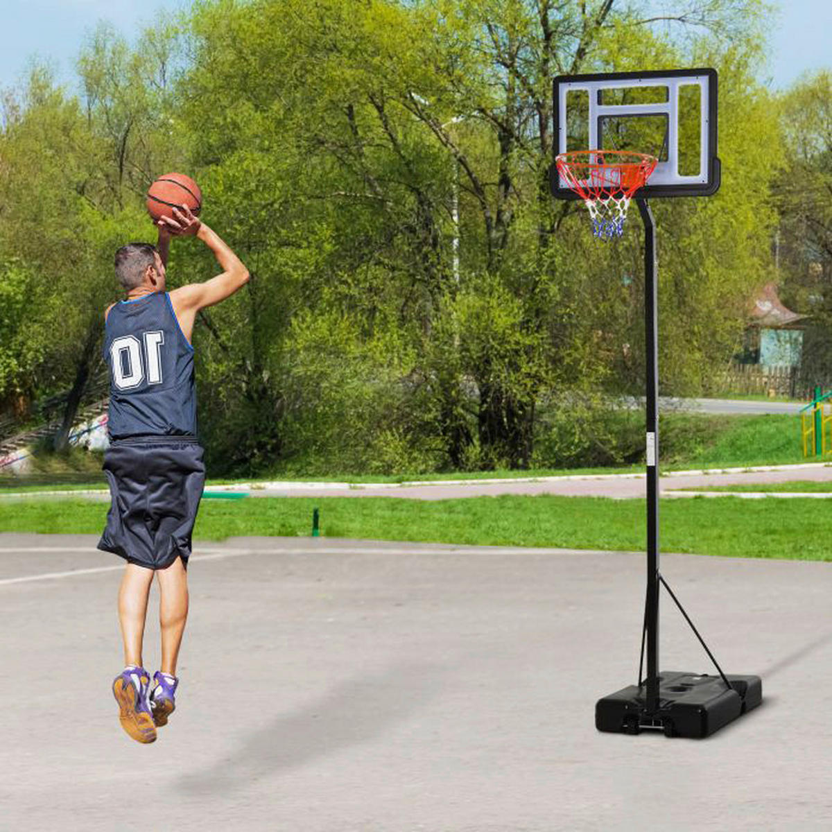HOMCOM Basketballkorb schwarz H/L: ca. 350x86 cm Basketballkorb - schwarz (86,00cm) - HOMCOM