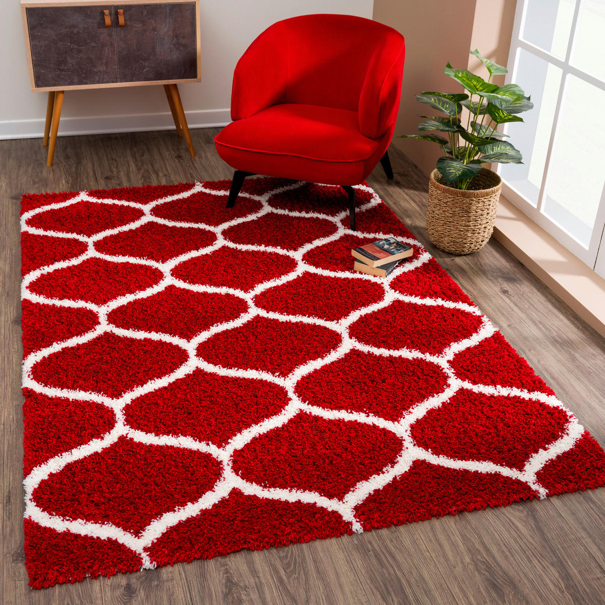 Sanat Hochflorteppich MADRID rot B/L: ca. 160x230 cm MADRID - rot (160,00/230,00cm) - Sanat