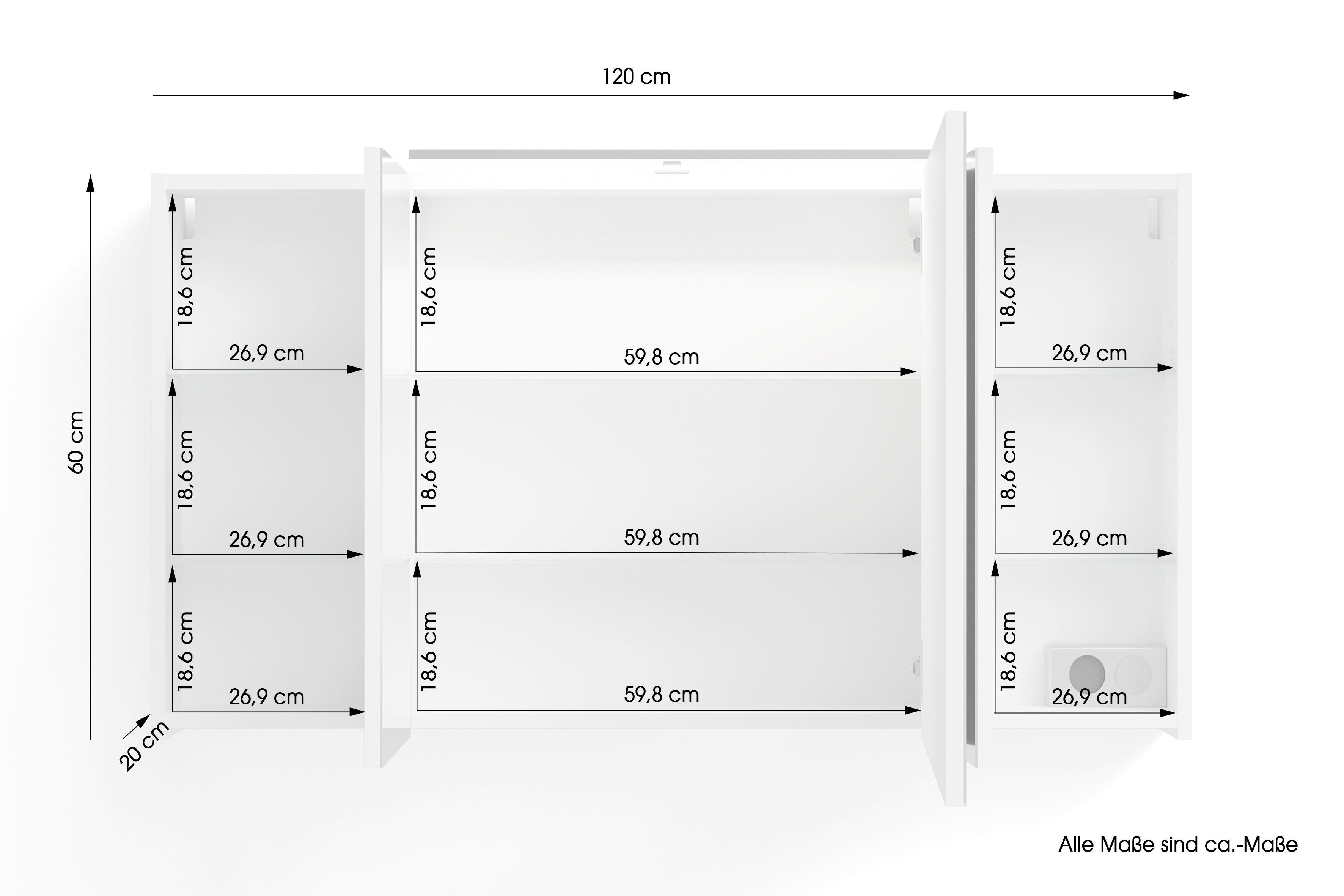 Spiegelschrank SPREE anthrazit B/H/T: ca. 120x60x20 cm SPREE - anthrazit (120,00/60,00/20,00cm) - byLIVING