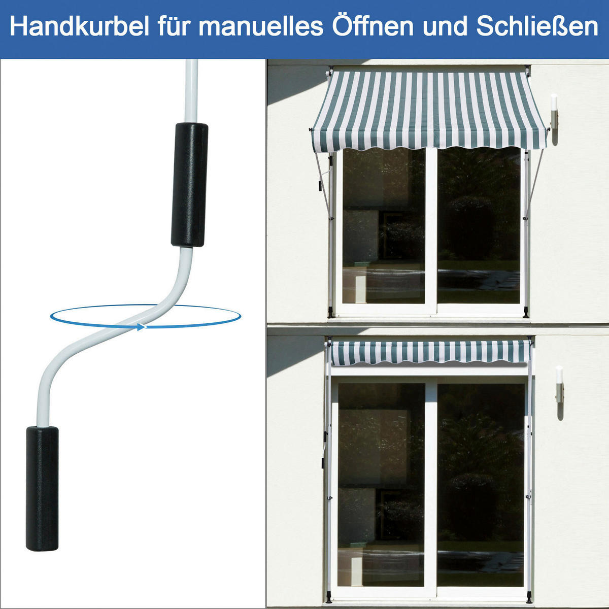 Klemm-Markise grün B/H/L: ca. 200x280x150 cm Klemmmarkise - weiß/grün (150,00/200,00/280,00cm) - Outsunny