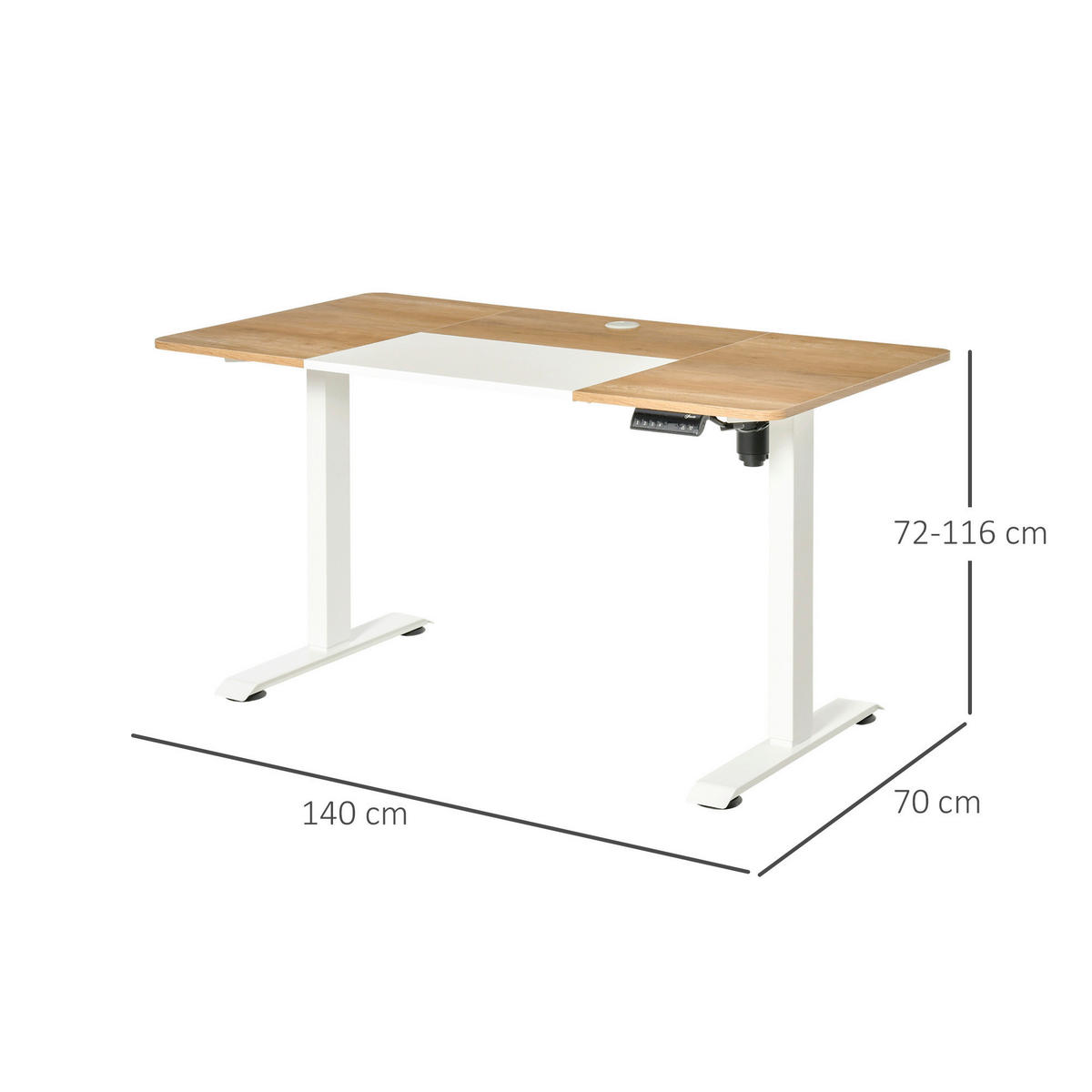 Schreibtisch 920-071V90WT natur Holz Nachbildung weiß B/H/T: ca. 140x116x70 cm 920-071V90WT - weiß/natur (140,00/116,00/70,00cm) - Vinsetto