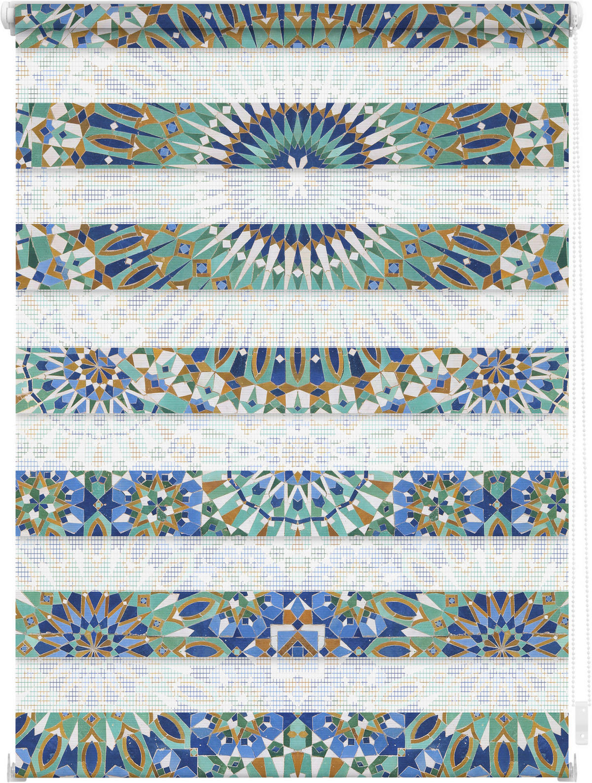 Doppelrollo Duo Orentalisches Muster blau B/T: ca. 100x150 cm Duo Orentalisches Muster - blau/grün (100,00/150,00cm) - LICHTBLICK