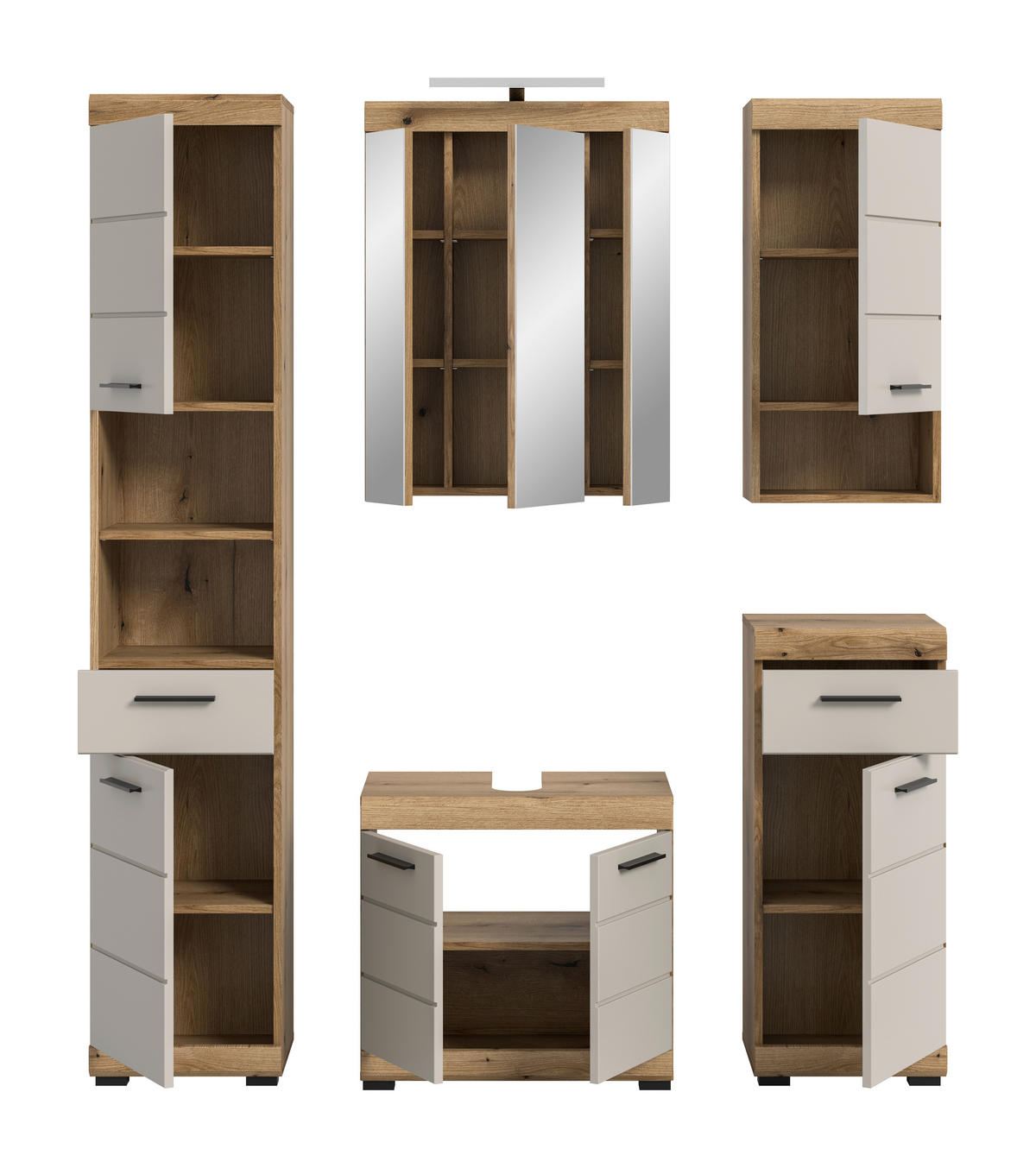 Badezimmer-Set Scout Evoke Oak Nachbildung Kaschmirgrau Nachbildung B/H/T: ca. 164x191x34 cm Scout - Kaschmirgrau (164,00/191,00/34,00cm) - xonox.home