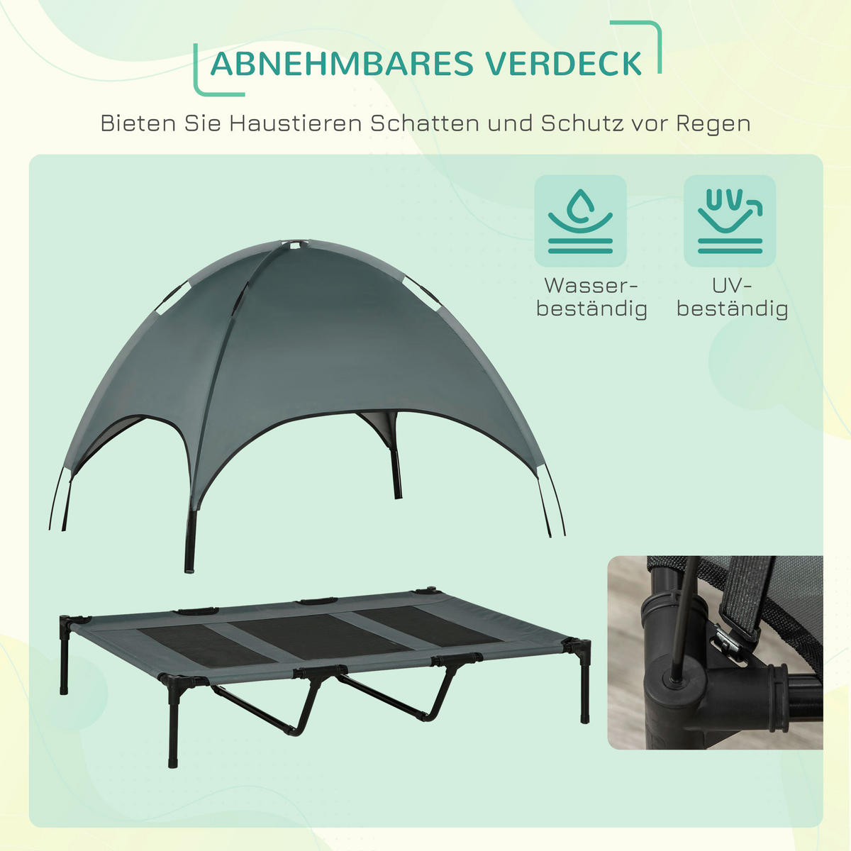 PawHut Hunde-Zubehör grau Edelstahl B/H/L: ca. 92x122x108 cm Hundebett - schwarz/grau (108,00/92,00/122,00cm) - PawHut