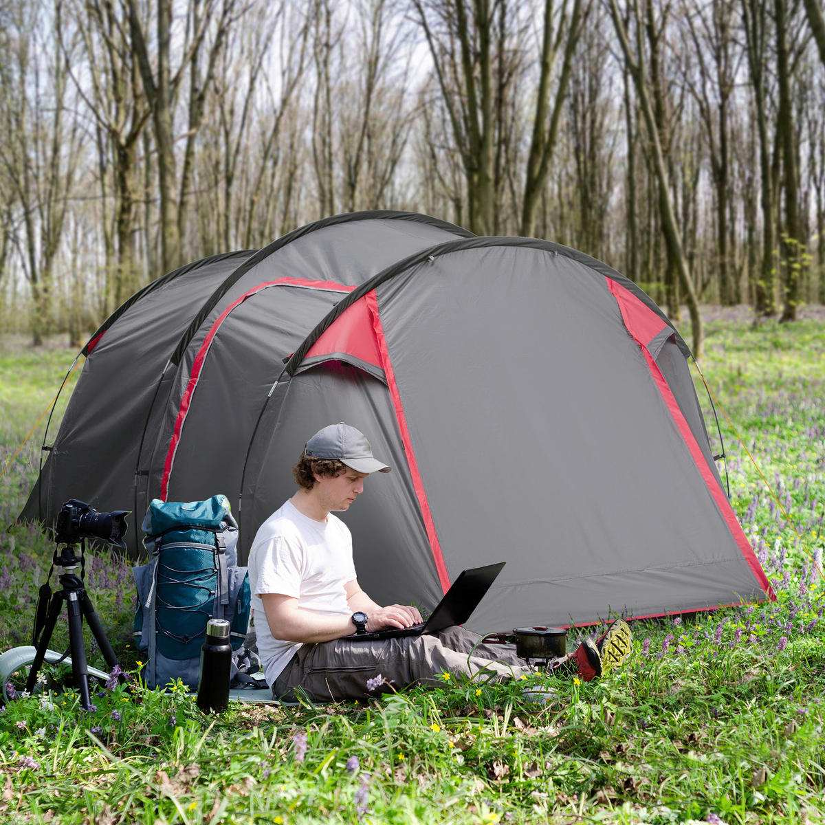 Outsunny Campingartikel B/H/L: ca. 206x426x154 cm Campingzelt - dunkelgrau (154,00/206,00/426,00cm) - Outsunny