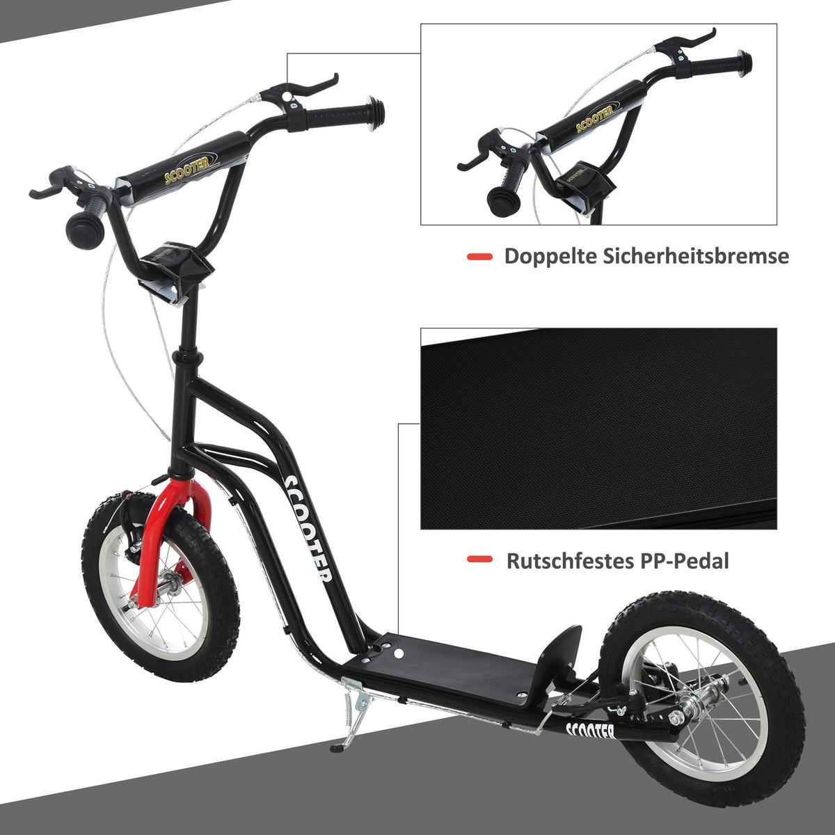 HOMCOM Kinderroller schwarz Kinderroller - schwarz (120,00/58,00/80,00cm) - HOMCOM