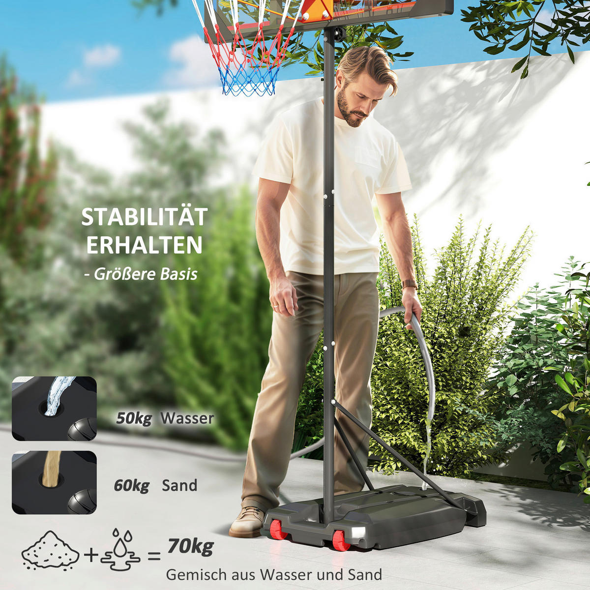 AIYAPLAY Basketballkorb für Kinder rot B/H/L: ca. 53x306x82 cm Basketballkorb_für_Kinder - rot (82,00/53,00/306,00cm) - AIYAPLAY