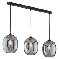 Fischer & Honsel Pendelleuchte schwarz Rauch Metall Glas B/H/T: ca. 95x150x21 cm E27 3 Brennstellen Nayla - schwarz/Rauch (95,00/150,00/21,00cm) - Fischer & Honsel