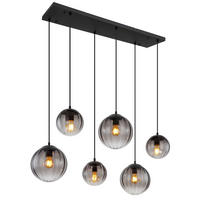 GLOBO Pendelleuchte schwarz klar Metall B/H/T: ca. 41x120x93 cm E27 6 Brennstellen DALLERTA - klar/schwarz (41,00/120,00/93,00cm) - GLOBO