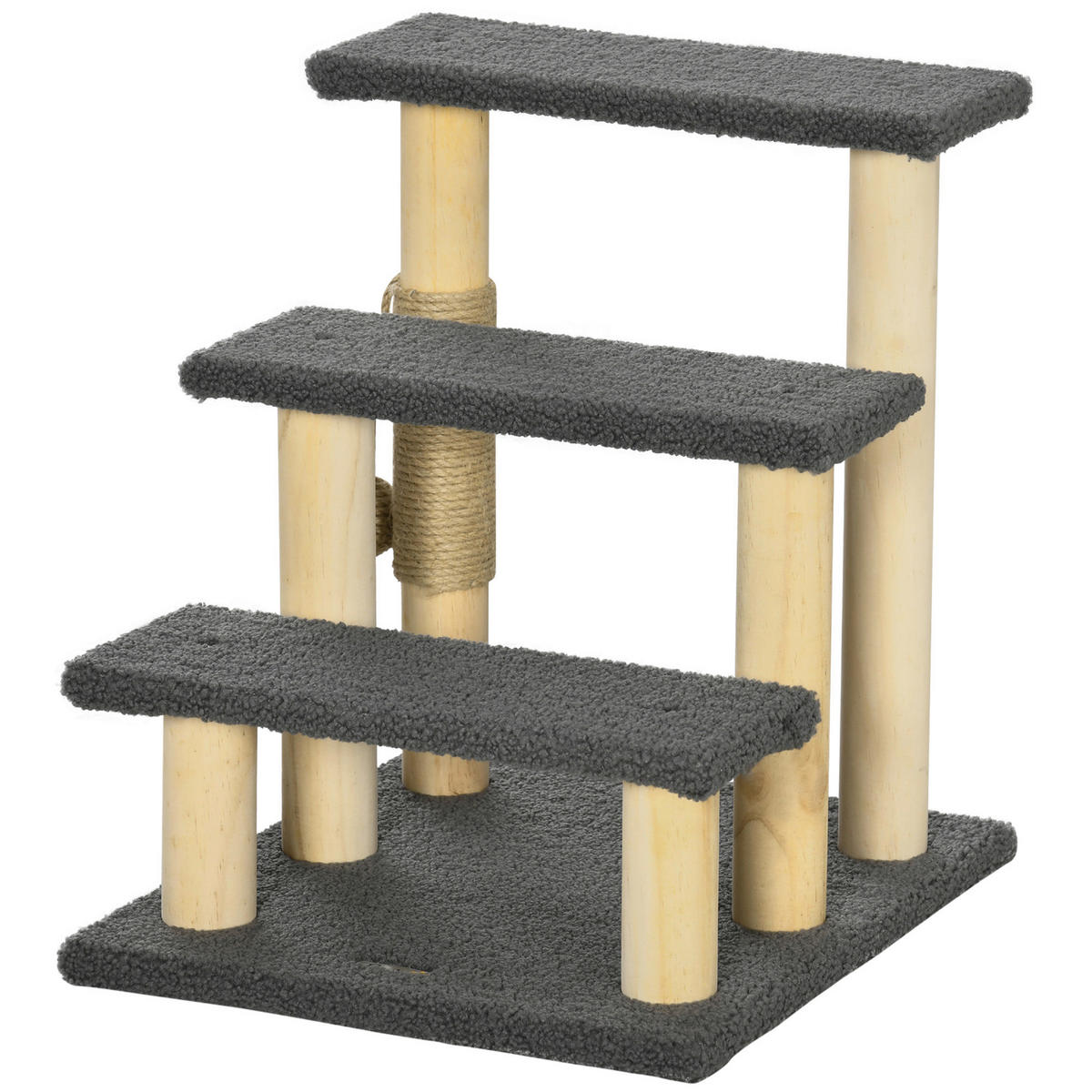 PawHut Kratzbaum natur Kiefer B/H/L: ca. 40x48x45 cm Kratzbaum - natur/grau (45,00/40,00/48,00cm) - PawHut