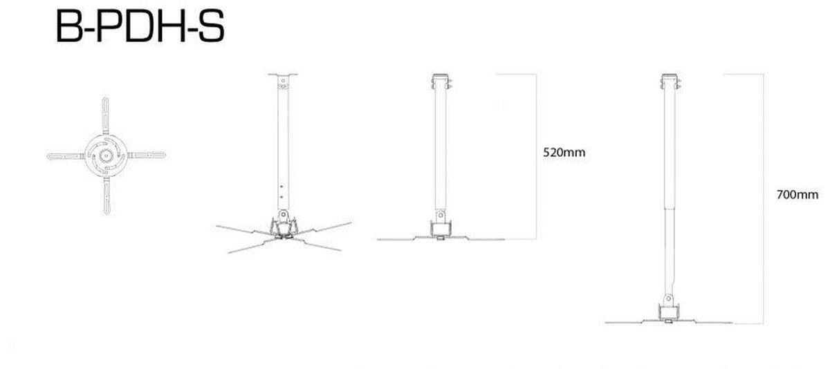 VCM Deckenhalterung Deckenhalterung schwarz Deckenhalterung B-PDH - schwarz (22,00/70,00/24,00cm) - VCM