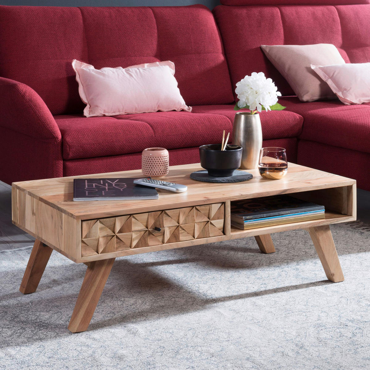 Couchtisch braun B/H/T: ca. 95x35x50 cm Couchtisch - braun (95,00/35,00/50,00cm) - Wohnling