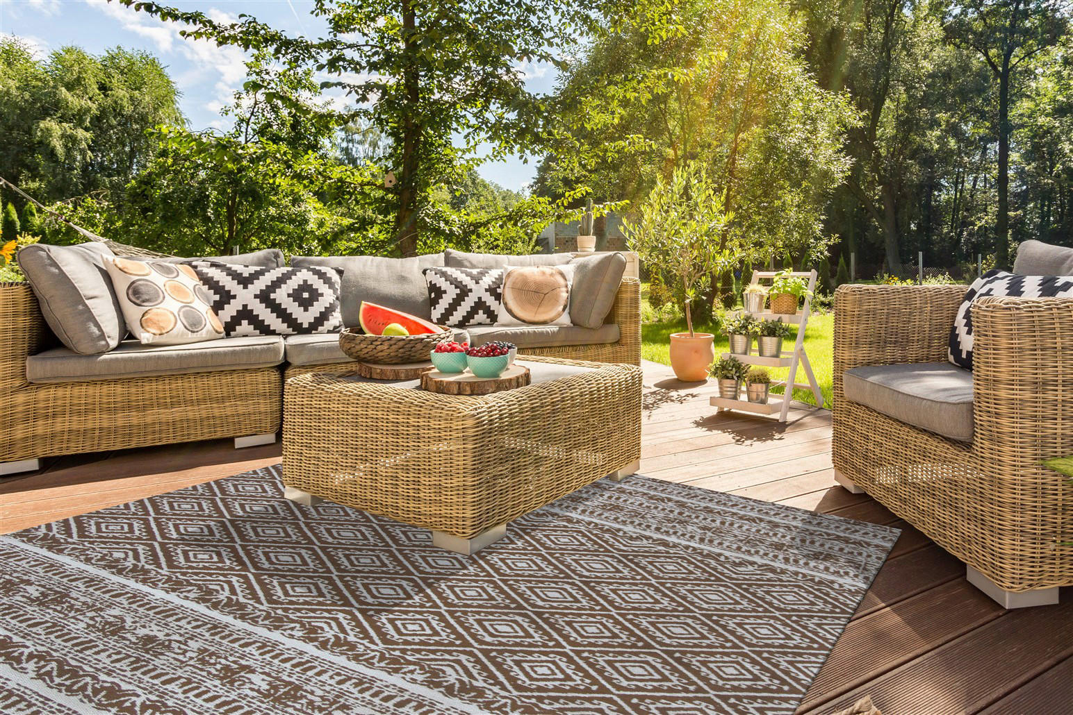 Kayoom Flachgewebeteppich Sunny 110 braun B/L: ca. 80x150 cm Sunny 110 - braun (80,00/150,00cm) - Kayoom