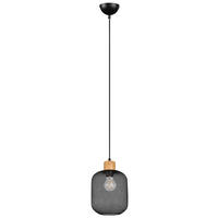 Reality Pendelleuchte R30561032 mattschwarz Metall Holz L/D: ca. 150x18 cm E27 1 Brennstellen Pendelleuchte_Calimero 18cm - mattschwarz (18,00cm) - Reality