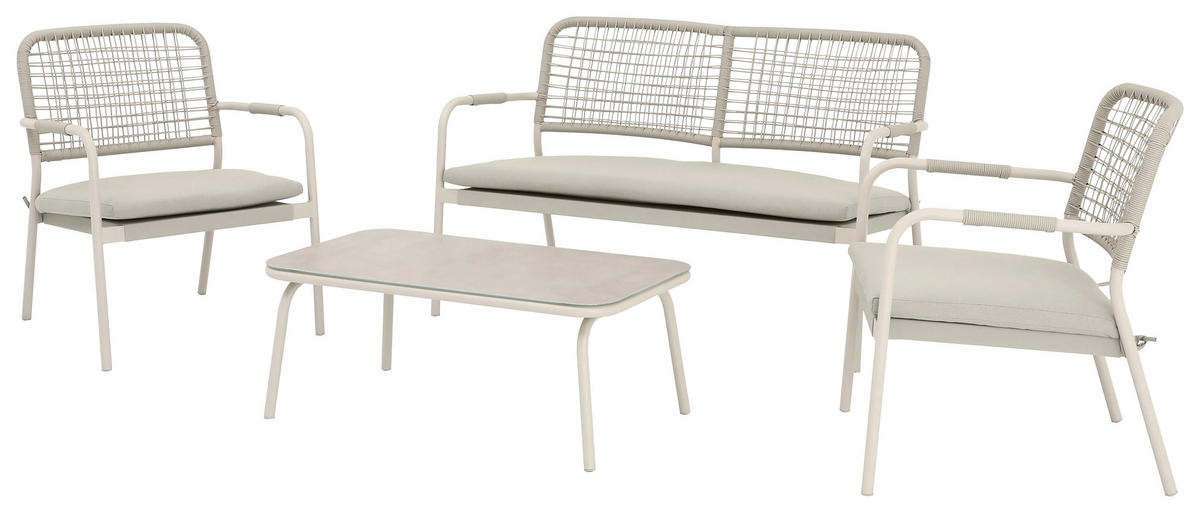 POCOline Gartensitzgruppe beige Stahl Gartensitzgruppe_St.Henri_4tlg. - beige/weiß - POCOline